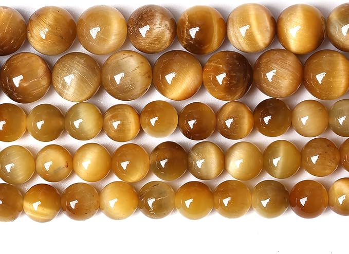 90PCS 8mm AAA Natural Tiger Eye Stone Beads Gemstone Round Spacer Loose Beads for Jewelry Making DIY Bracelet,Necklace, Earrings 2 Strand 32"