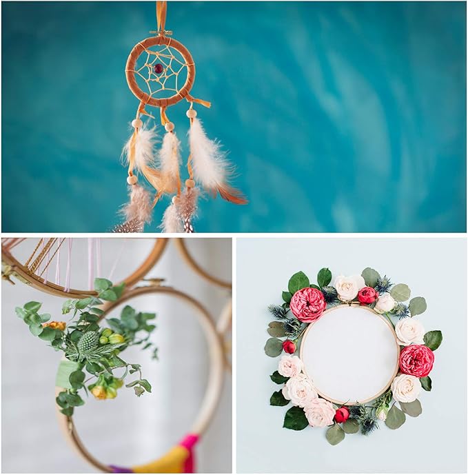 Sherbo 3 Pieces Beech Wood Embroidery Hoops Set By 4 Inch to 6 Inch Circle Hoop Ring Cross Stitch Cotton for DIY Embroidery Floss Starter of Sewing Art Kits Crafts
