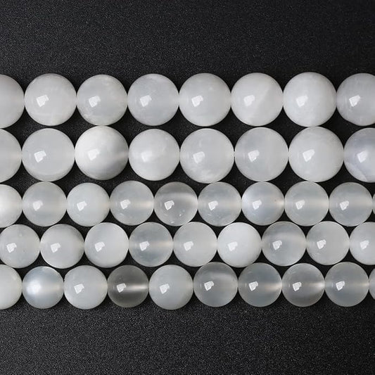 36pcs 10mm Natural White Moonstone Beads AAA Gemstone Round Loose Beads for Jewelry Making DIY Bracelets Necklaces Crystal Energy Healing Stone Beads 15" (10mm, White Moonstone)