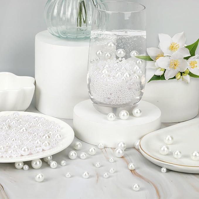 UPINS White Pearl Beads for Jewelry Making Round Nature Pearls with Hole for Bracelets Necklace Making Earrings Kit Pearl Filler Decoration DIY Craft (5 Size)