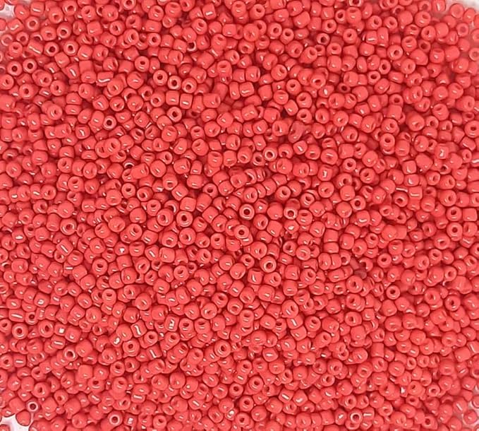 Perlin Glass Seed Beads 2mm 11/0 Round Mini Small Pony Beads 6500pcs for Making Earrings Bracelets Pendants Waist Jewelry DIY Handmade Opaque Color Kit (Coral)