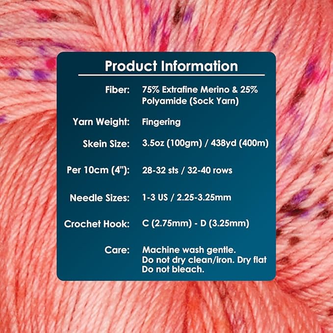 KnitPro Symfonie Fingering Weight Hand Dyed Variegated Yarn Skein | Extra Fine Merino Wool & Polyamide Blend for Knitting & Crocheting, Oeko-TEX Certified 400m, 100g | Terra Blush
