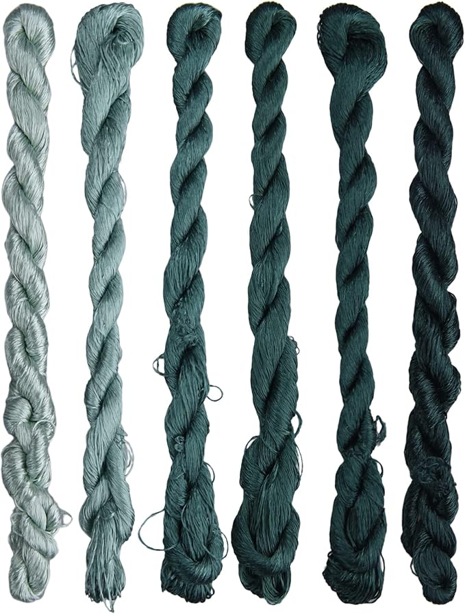 Natural 100% Silk Thread, Handmade Embroidery Thread Silk Floss 6 Colors 110m Each (52)