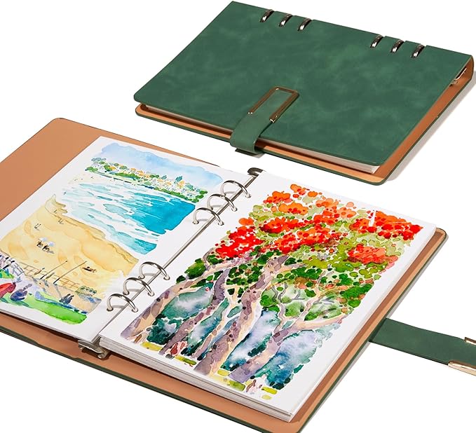 Lightwish Watercolor Sketchbook,100% Cotton Acid Free Watercolor Journal,300gsm/140lb Hot Press Watercolor Paper for Artists,Adults,Students,20 Sheets,9.25 * 6.3 Inches