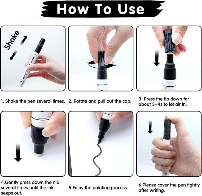 Permanent Paint Pens Paint Markers - 2 Pack Black & White Oil Based Quick Dry Waterproof Markers For Tire, Rubber,Wood, Rocks, Metal, Canvas