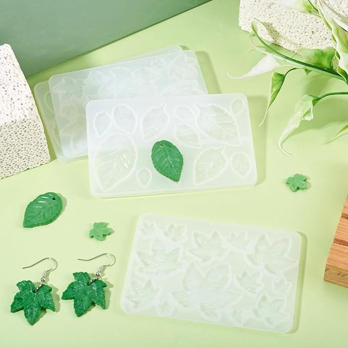 25 Styles Leaf Charms Silicone Molds Resin Mold Assorted Tree Leaves Pendants Resin Casting Molds for Crafts DIY UV Epoxy Summer Spring Earring Keychain Making Supplies