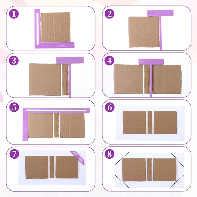 9Pcs Book Binding Easy Scrapbooking Tools, Bookbinder Stencils and Cutter Guide Kit, L T I Ruler + Corner Miter + Eyelet Guiding Bookbinding Tools for Notebook Calender Junk Journal Handbook(Purple)