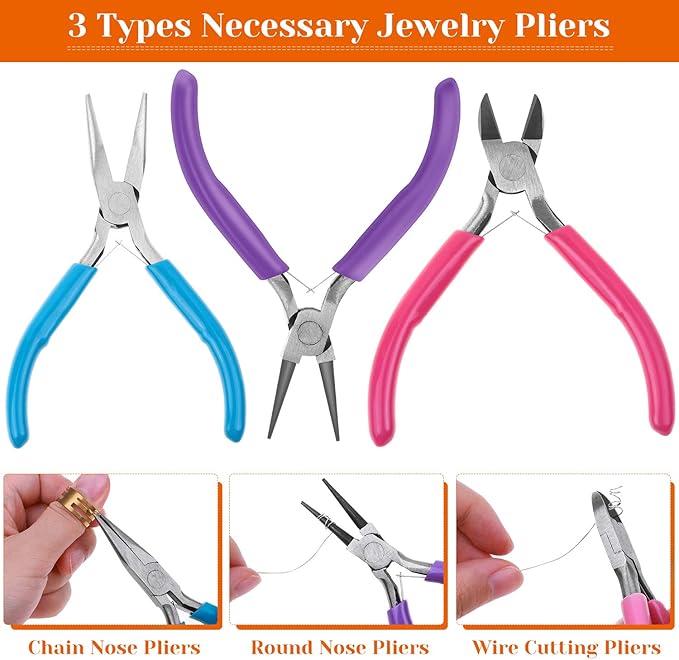 PAXCOO Jewelry Making Supplies Kit, Jewelry Making Kit with Jewelry Making Tools, Jewelry Wires and Jewelry Findings for Jewelry Making, Repair and Beading
