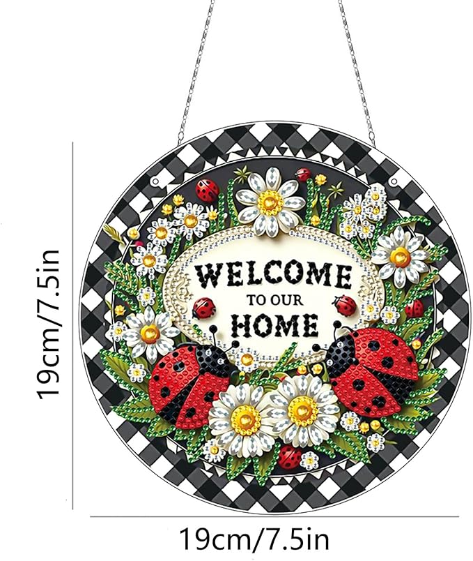Generic DIY Hanging Diamond Pendant Special Shaped Crystal Diamond Art Painting Ornament Single Sided for Window Home Garden Wall Door Decor-Ladybird
