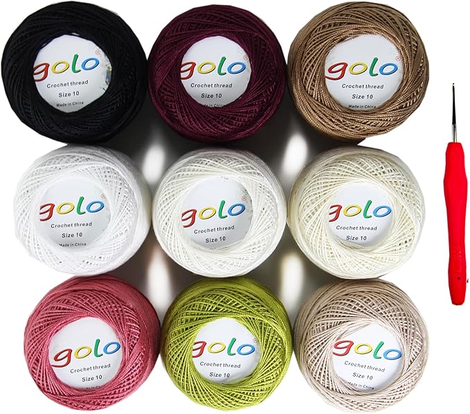 golo Crochet Thread Size10 Embroidery Thread 10g Crochet Yarn for Hand Knitting 10-9-11