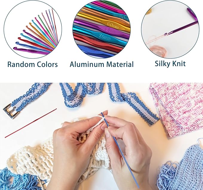 14PCS Aluminum Crochet Hooks Knitting Needles Craft Yarn 2.0mm/2.5mm/3.0mm/3.5mm/4.0mm/4.5mm/5.0mm/5.5mm/6.0mm/6.5mm/7.0mm/8.0mm/9.0mm/10.0mm