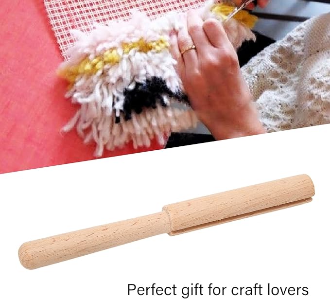 Hook Tool, Handcraft Wooden Crochet Yarn Cutter Tool for Rug Tapestry Making
