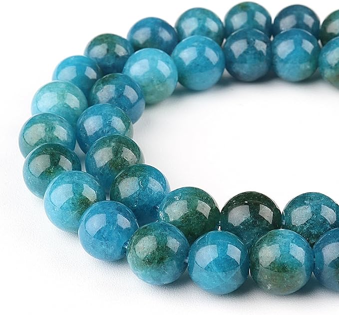 Natural Stone Beads Gemstone Beads for Jewelry Making - Crystal Beads for Bracelets, 10mm Beads Round Loose Beads(34-37pcs, 10mm, Blue Ppatite Jade)