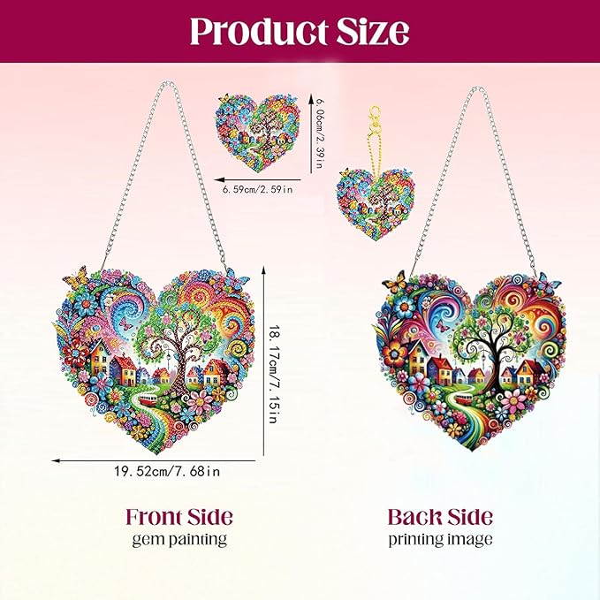 Masendp Abstract Landscape Diamond Painting Double-Sided Wall Hanging Set, DIY Irregular Shaped Rhinestone Window Decoration Set, Suitable for Home and Garden Wall Decoration Gifts