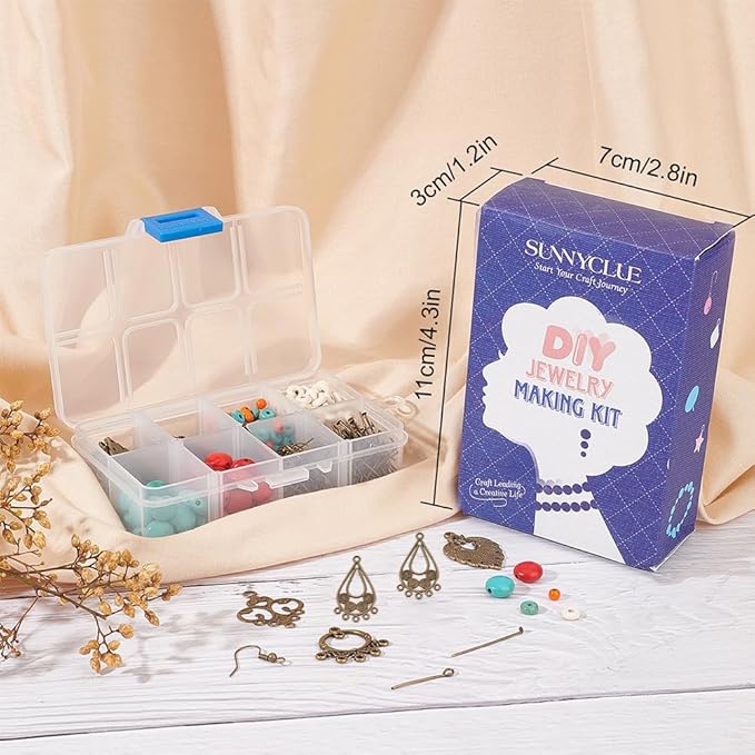 SUNNYCLUE 1 Box DIY Make 10 Pairs Bohemian Chandelier Earrings Making Kit Including Chandelier Links Turquoise Beads Earring Findings for Women Beginners DIY Earring Jewelry Making Crafts