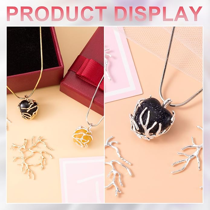 Branch Shape Blanks, Adjustable Claw Pendant Trays, Hypoallergenic Brass Branch Prong Pendant Bezels for Jewelry Making Bracelet Earrings Necklace DIY Crafts