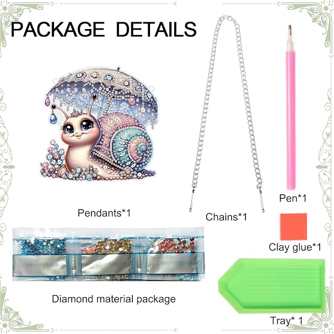 AiYuanzsh Snail Diamond Painting Hanging Kit, 5D DIY Acrylic Special Shaped Diamond Painting Kit for Adults, Diamond Art Suncatchers for Home, Window, or Garden Decor