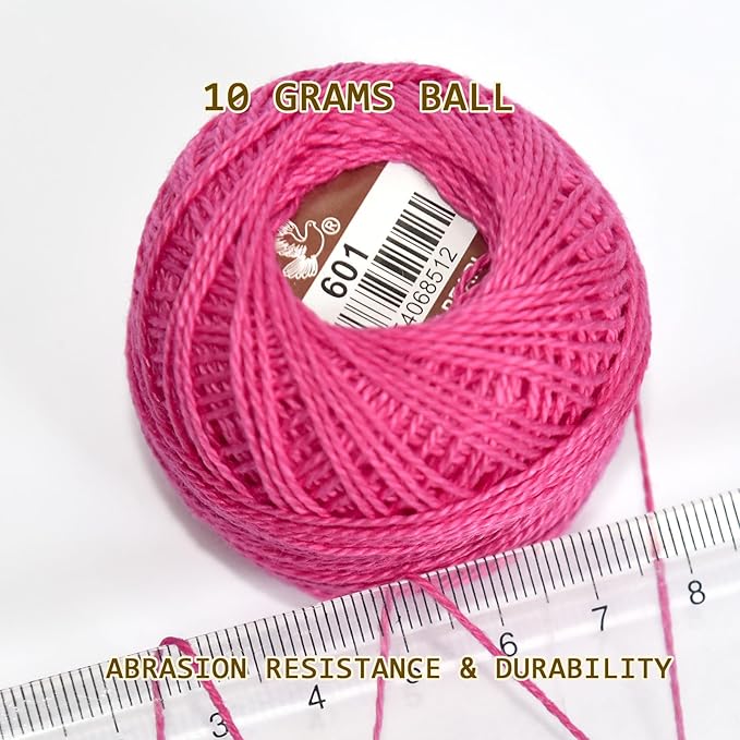 Double Mercerized Egyptian Long Staple Cotton Pearl Thread Ball 10 Grams Rainbow Color Embroidery Thread 12 Colors per Box for Crochet Hardanger Cross Stitch Hand Embroidery,redpurple Series