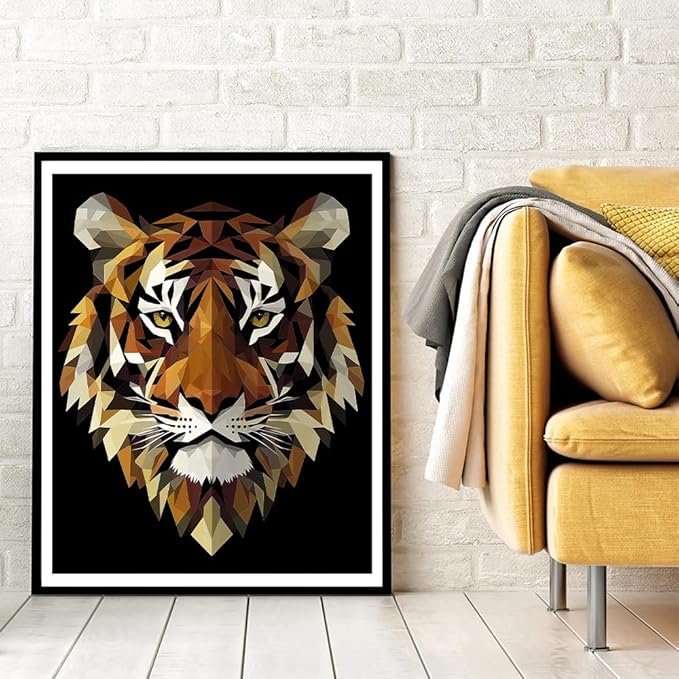 Natuyalo Paint by Numbers for Adults Tiger Totem, Paint by Numbers Kit on Canvas for Beginners, Abstract Animals Painting Art Craft Set, 3 Paintbrushes and Acrylic Paint 16x20 Inch