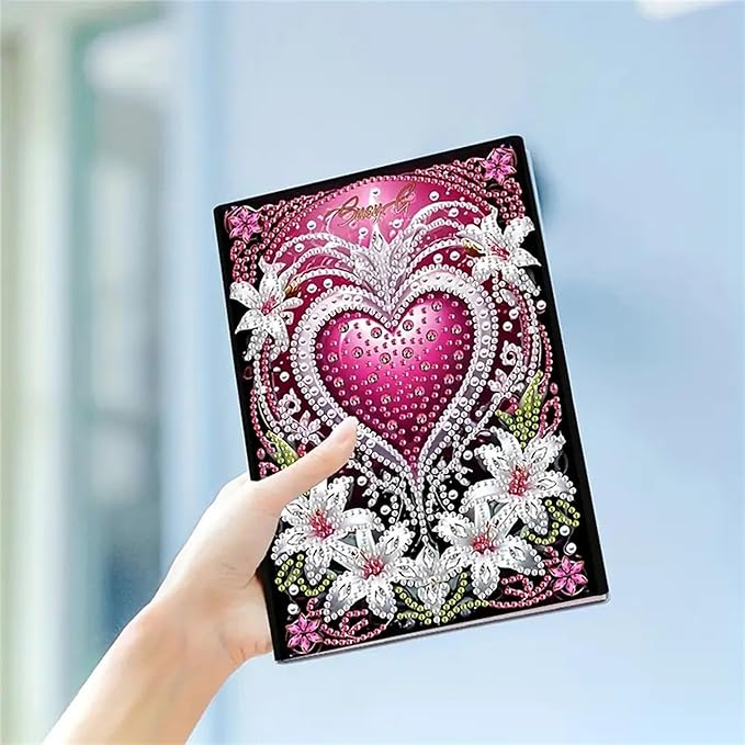 Diamond Painting Notebook for Adults, A5 Diamonds Art Journal and DIY Sketchbook, Diamond Art Kit Supplies,Gift for Beginners, Craft Lovers, Artists. (Love)