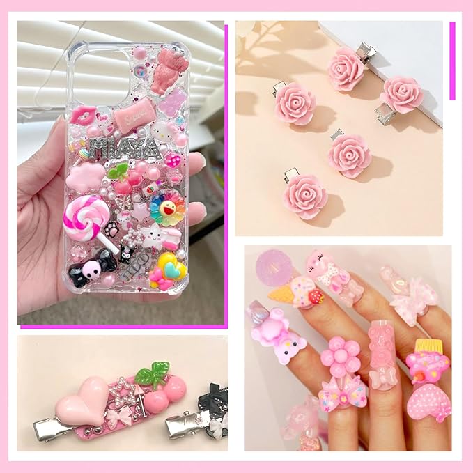 330 Pcs Junk Case Charms Kit, Junk Charms for Cases, Junk Phone Case Charm, Junk Case Kit Pink Charm Bulk Mixed Cute Slime Charms Set for DIY Crafts, Scrapbooking, Jewelry Making-S1