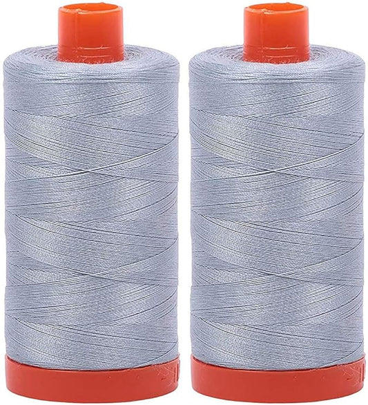 2-Pack - Aurifil 50WT - Arctic Sky (2612) Solid - Mako Cotton Thread - 1422 Yards Each