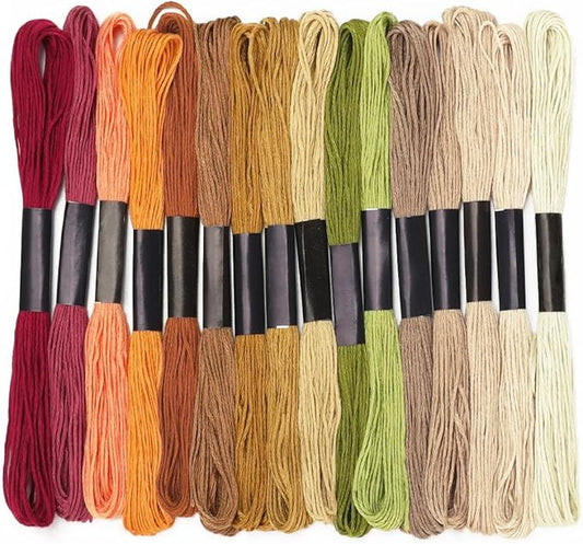 Embroidery Floss 16 Skeins 8.7 Yard Autumn Colors Friendship Bracelet String Cross Stitch Threads for Jewelry Making Bracelet Stitching Thread Floss Bracelets Making Yarn