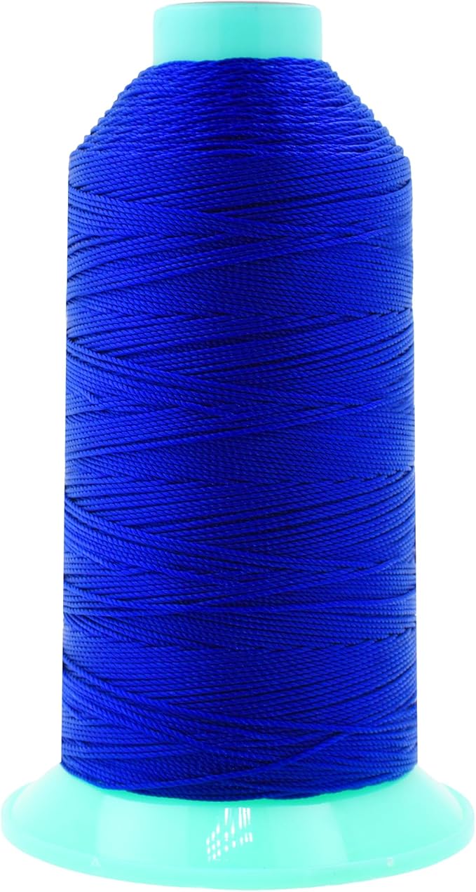 Mandala Crafts Size 346 210D T350 Bonded Nylon Thread - Royal Blue 415 YDs Tex 350 Heavy Duty Sewing Threads for Leather, Jeans, Weaving, Outdoor Marine Upholstery