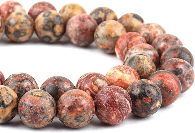 Natural Stone Beads for Jewelry Making - 6mm Gemstone Round Beads for Bracelets(58-60pcs, Leopard Print Stone)