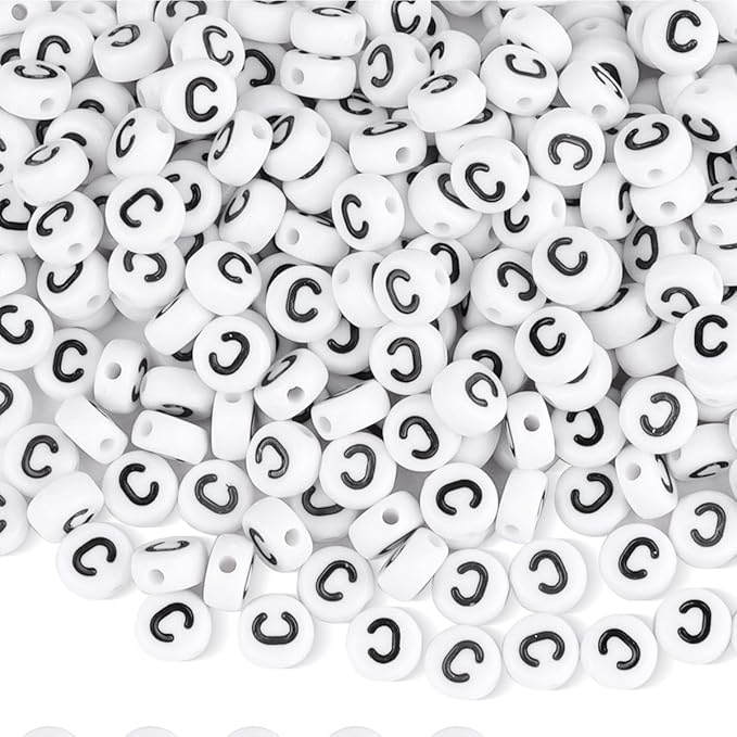 500pcs Letter C Beads for Friendship Bracelets Making Kit, DIY Jewelry Making Supplies Alphabet Beads