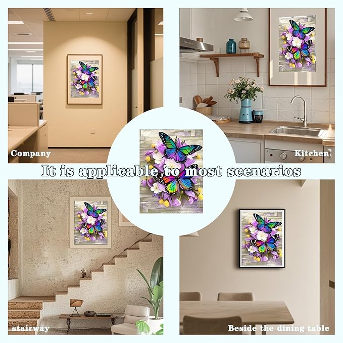 DOTZSO Butterfly Diamond Painting Kits for Adults, Easy DIY 5D Round Full Drill Diamond Art kit Diamond Dot Crystal Gem Art and Craft for Beginners Home Wall Decor 12x16 Inches