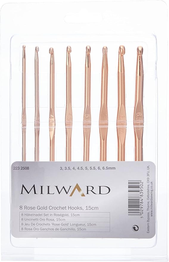 Milward 2232508 Crochet Hook Set: Rose Gold: Set of 8, Assorted