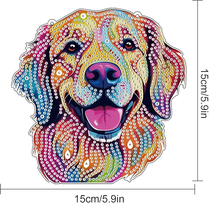 AiYuanzsh Diamond Art Painting Ornament 5D DIY Diamond Art Animal Dog Creative Design Handmade Acrylic Pendant Mosaic Making Kits by Number Kits Home Decoration Pendant