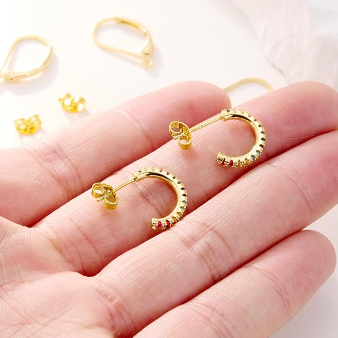 925 sterling silver leverback french hooks - hypoallergenic earring backs with jump rings set - dangle hooks sterling silver findings supplies for jewelry making