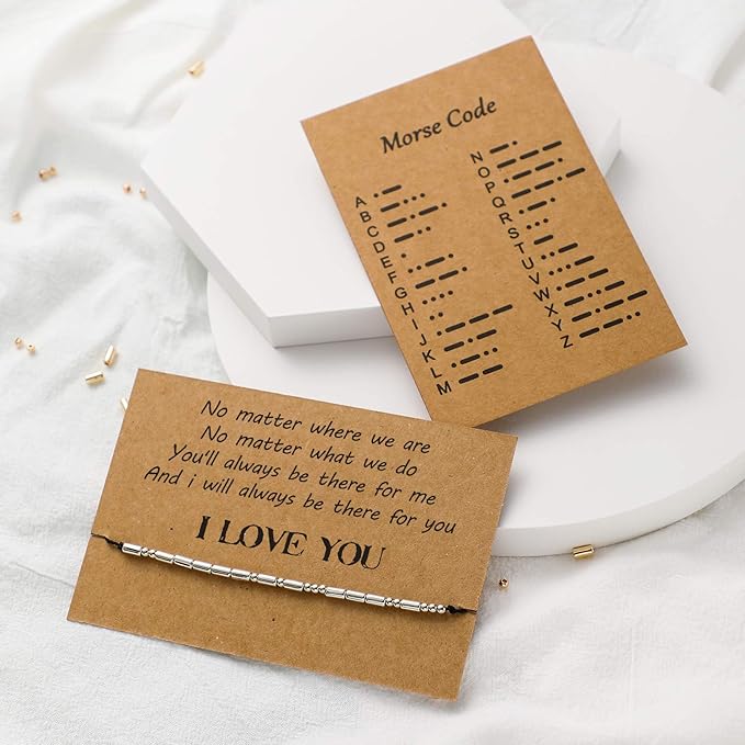 DIY Morse Code Bracelet Making Set, 800 Round Spacer Beads, 800 Long Tube Beads, 20 Morse Code Decoding Card and 2 Rolls 66 ft Waxed Polyester Twine Cord (Silver and Gold, Black Rope)