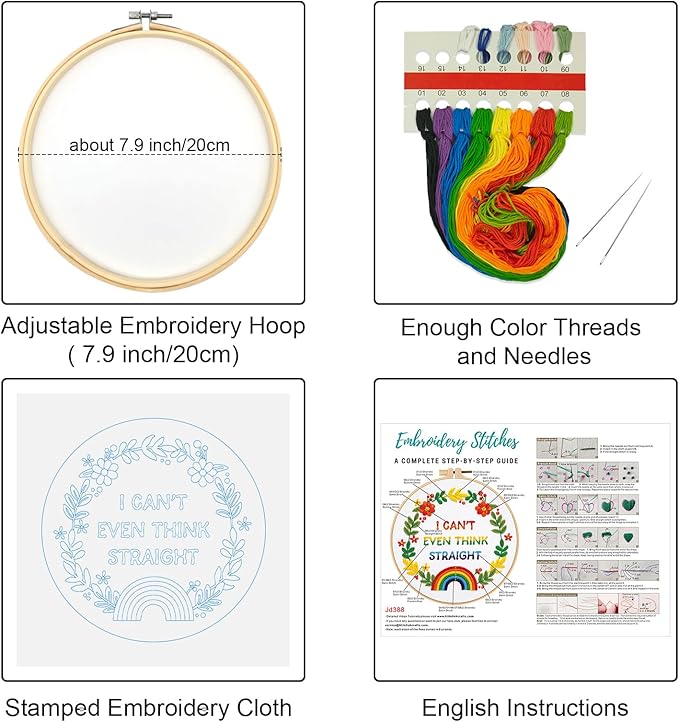 Louise Maelys LGBT Embroidery Kits for Beginners,Adults Starter Cross Stitch Kit with Flowers Pattern,DIY Needlepoint Including Cloth, Needles,Threads and Instruction