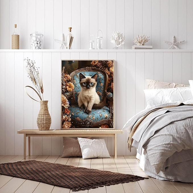 igoodom Diamond Art Kits for Adults, Cat Diamond Art Kits, Full Drill Round Cat Diamond Painting Kits, DIY Gem Art and Crafts for Home Wall Decor Gift 12x16inch