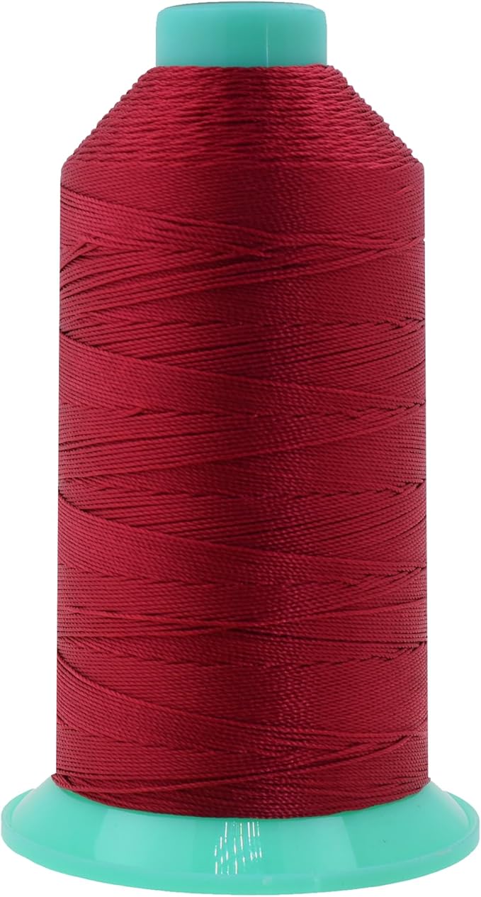 Mandala Crafts Size 207 630D T210 Bonded Nylon Thread - Maroon 800 YDs Tex 210 Heavy Duty Sewing Threads for Leather, Jeans, Weaving, Outdoor Marine Upholstery