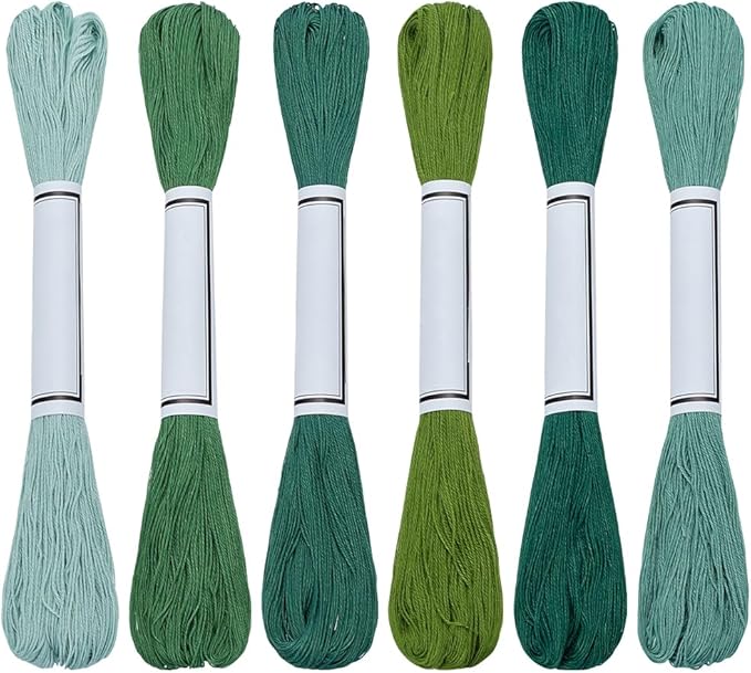 FREEBLOSS 6Pcs Sashiko Thread Sashiko Skein 55 Yards*6 Colors Green Cotton Embroidery Thread Japanese Quilting & Embroidery Sashiko Kit Supplies