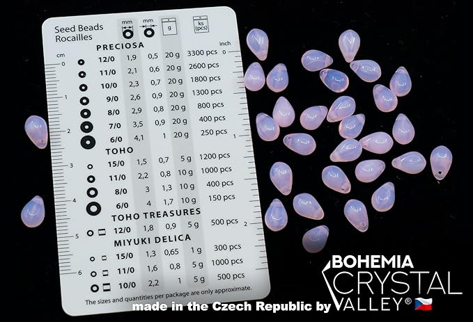 120+ Bead Kit of 6x9mm Pendant Drop Beads - Teardrop Glass Beads for Jewelry Making Set in 4 Opal Colors: White, Pink, Dark Pink, Grass Green