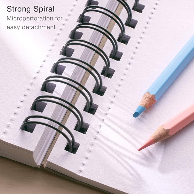 artistic eye 5.5x8.5” premium sketch book set, pack of 3 (300 sheets), 68lb (100gsm), spiral bound, acid-free drawing paper, perfect for most dry media, ideal for beginners & professionals (set of 3)