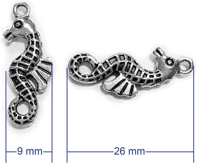 Heather's cf Silver Sea Charms – Antique Pendants, Non-Tarnish, Lead-Free & Nickel-Free, Bulk Ocean Animal Charms for DIY Jewelry, Bracelets, Necklaces, Earrings, Beach Craft Supplies (Sea Animals)