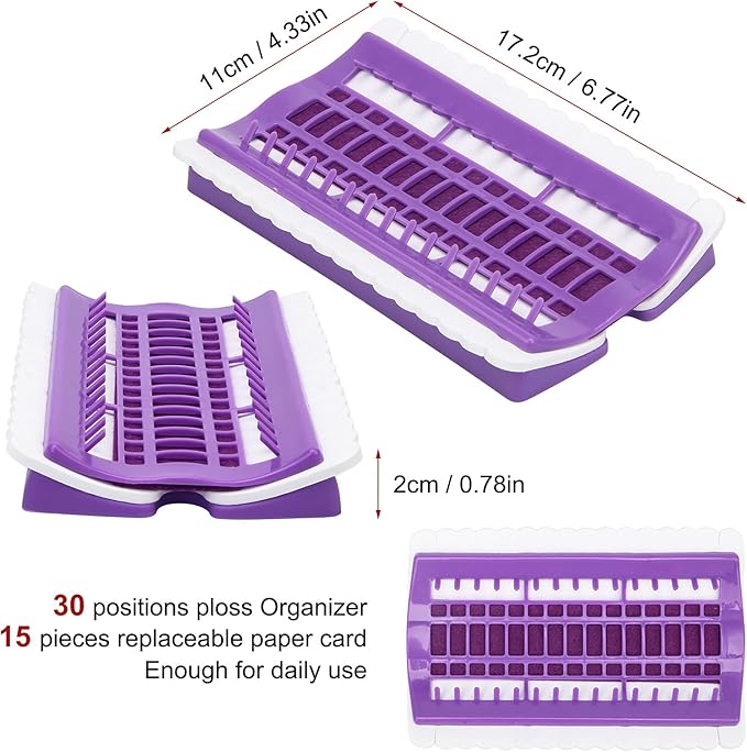 30 Positions Floss Organizer Embroidery Shelf, Luxiv Thread Organizers for Cross Stitch Embroidery Thread Holder with 15 Pcs Replaceable Paper Card Sewing Needle, Embroidery Floss Organizer