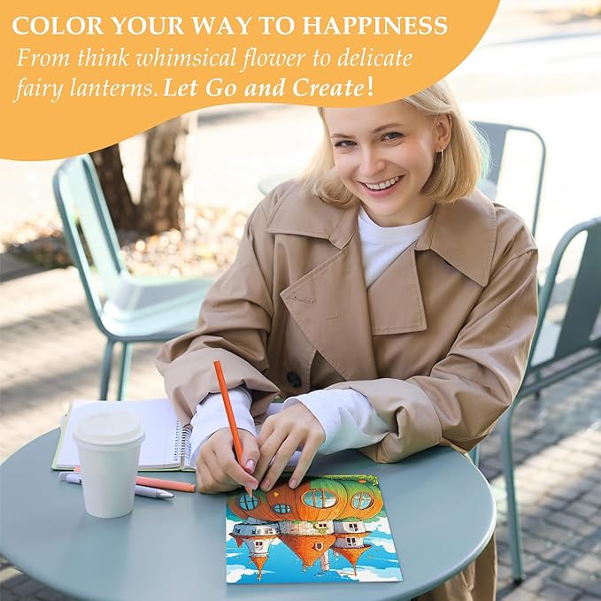 Adult Coloring Books for Women Stress Relief, 24 Pages Coloring Book for Adults Relaxation, Spiral Coloring Books for Adult, Relaxing Gift for Women, Single-Sided Coloring Book of Magic House