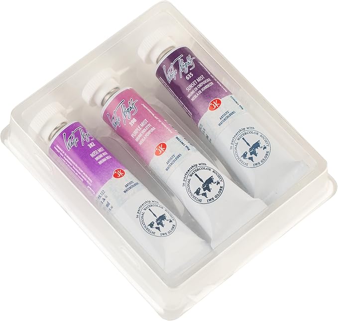 White Nights Extra Fine Artists Grade Professional Watercolor Set 3 * 10ml Tubes Granulating Colors by Nevskaya Palitra (Sunset)