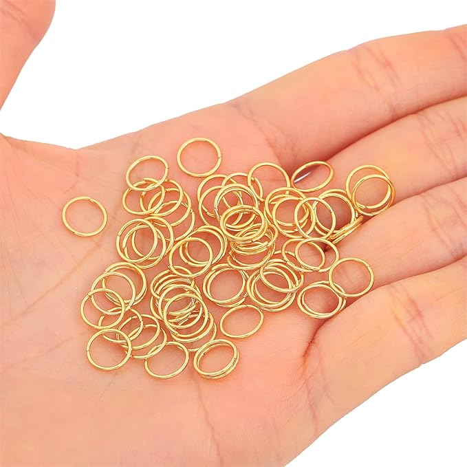 18K Gold Plated Jump Rings Non Tarnish 8mm 300pcs for Jewelry Making Findings