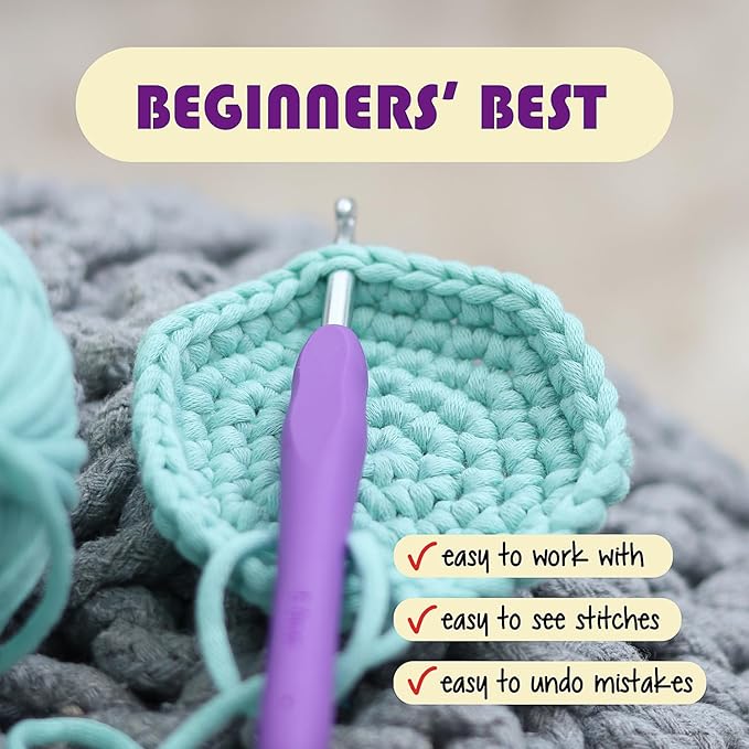 Soft Yarn for Crocheting – Crochet & Knitting Yarn, Beginner Yarn with Easy-to-See Stitches, 24 x 50g - 2400 Yards Amigurumi Yarn, Cotton-Nylon Blend Tshirt Yarn for Crocheting, Worsted Weight Yarn 4