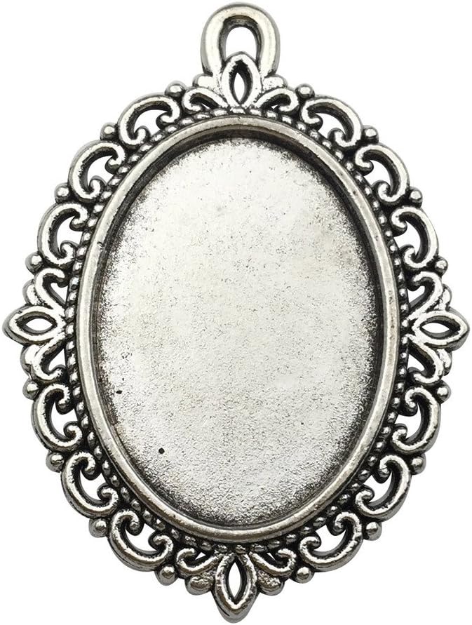 20pcs 18x25mm Oval Bezel Pendant Base Trays Cabochon Settings Trays Pendant Blanks 20pcs Mixed No Duplicate (M116)