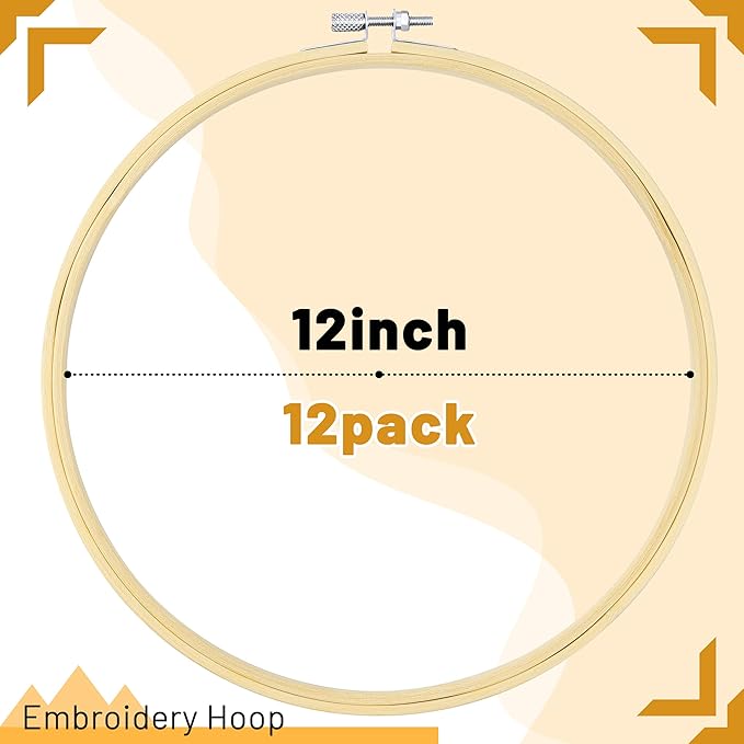 giemson embroidery hoop 12 inch 12 pieces large embroidery hoops bamboo circle cross stitch hoop for embroidery art craft sewing