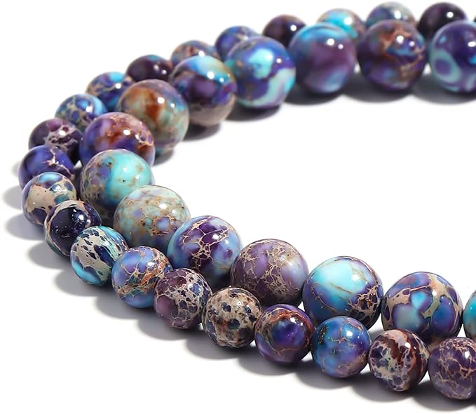 youngbling natural gemstone beads for jewelry making,6mm sea blue imperial jasper polished round smooth stone beads for bracelet necklace 15 inch